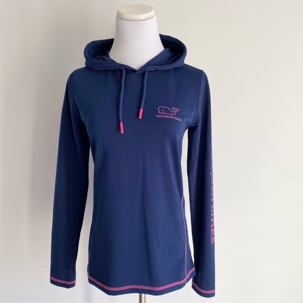 Vineyard Vines Performance Navy Blue/Pink Hoodie Sweatshirt